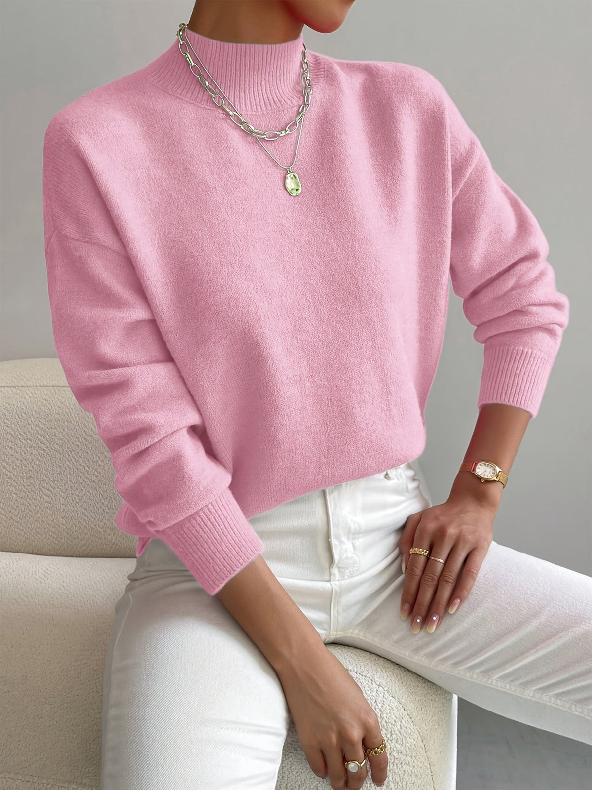 Women's Mock Neck Relaxed Sweater