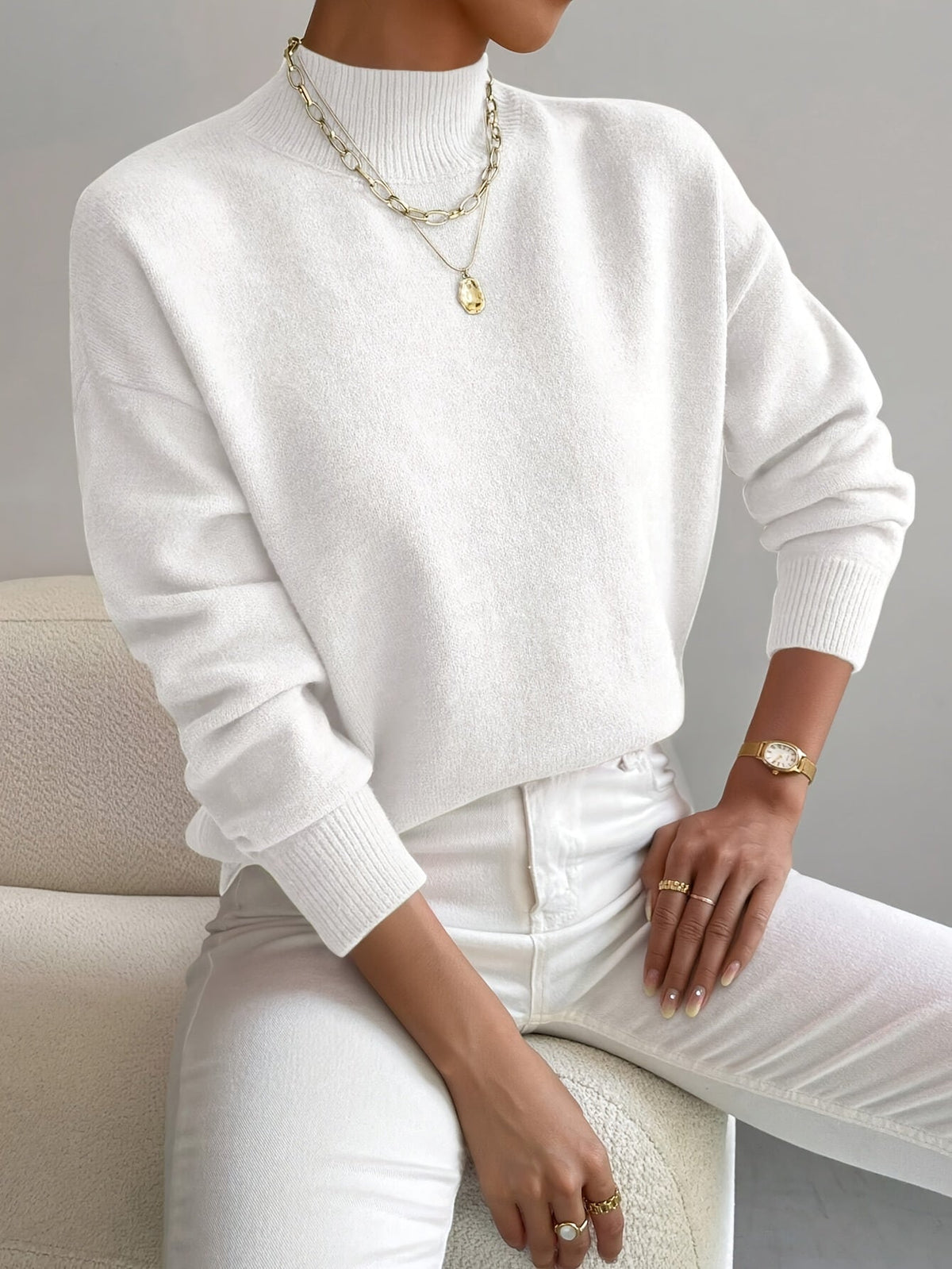 Women's Mock Neck Relaxed Sweater