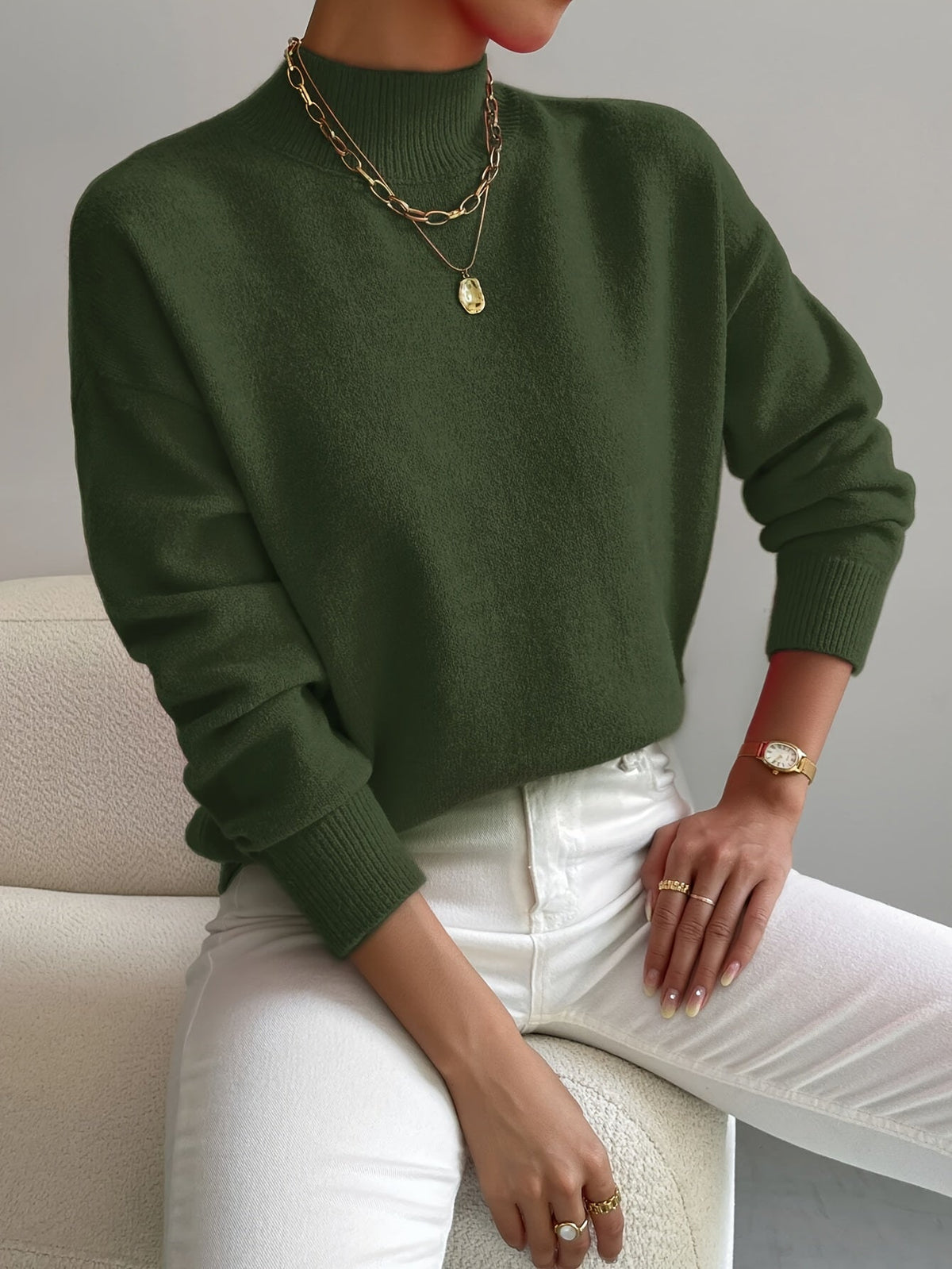 Women's Mock Neck Relaxed Sweater