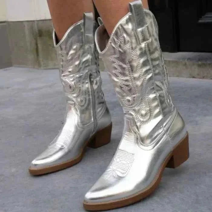 Women's Metallic Western Cowboy Boots