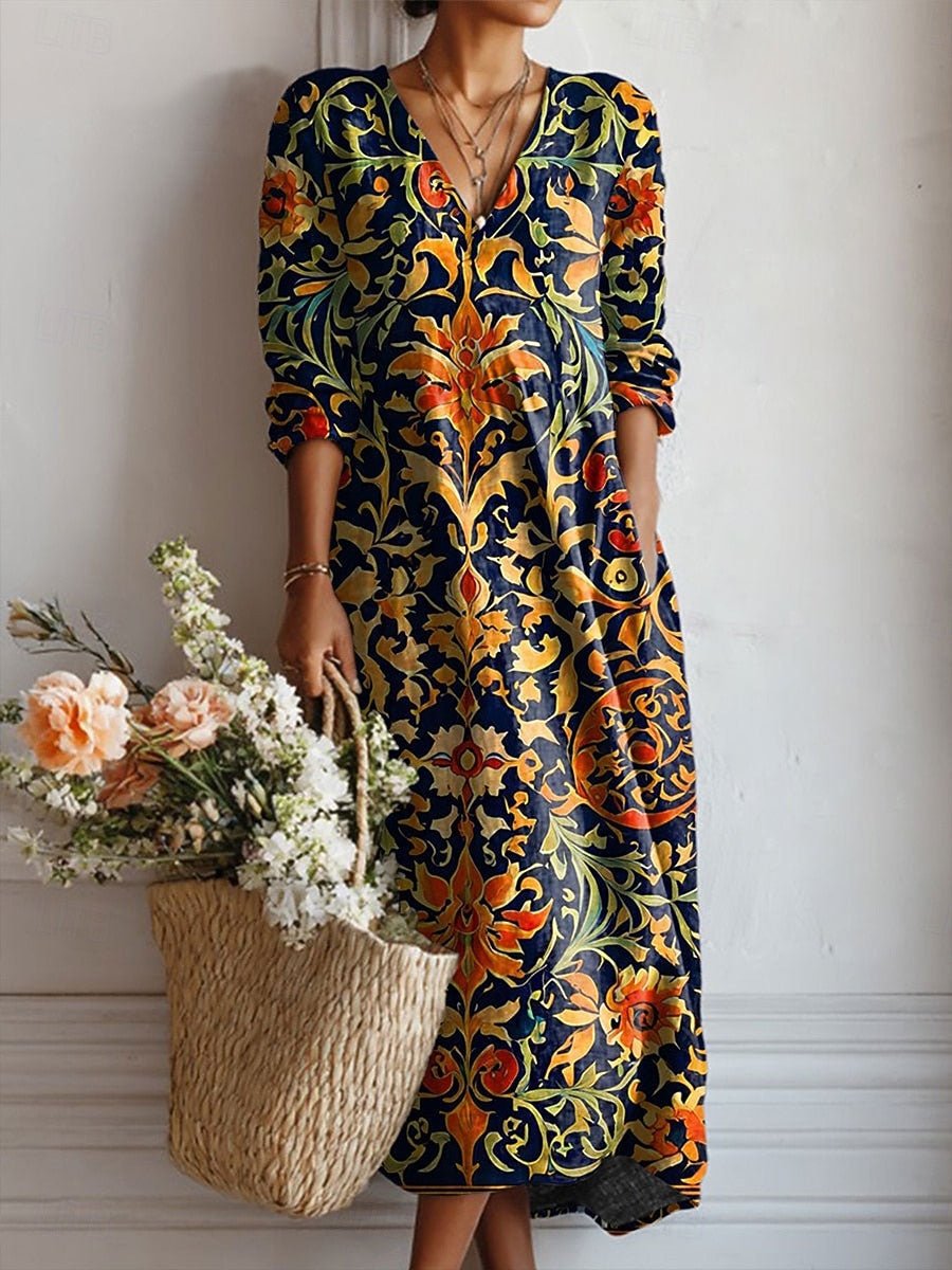 Women's Floral Boho Midi Dress