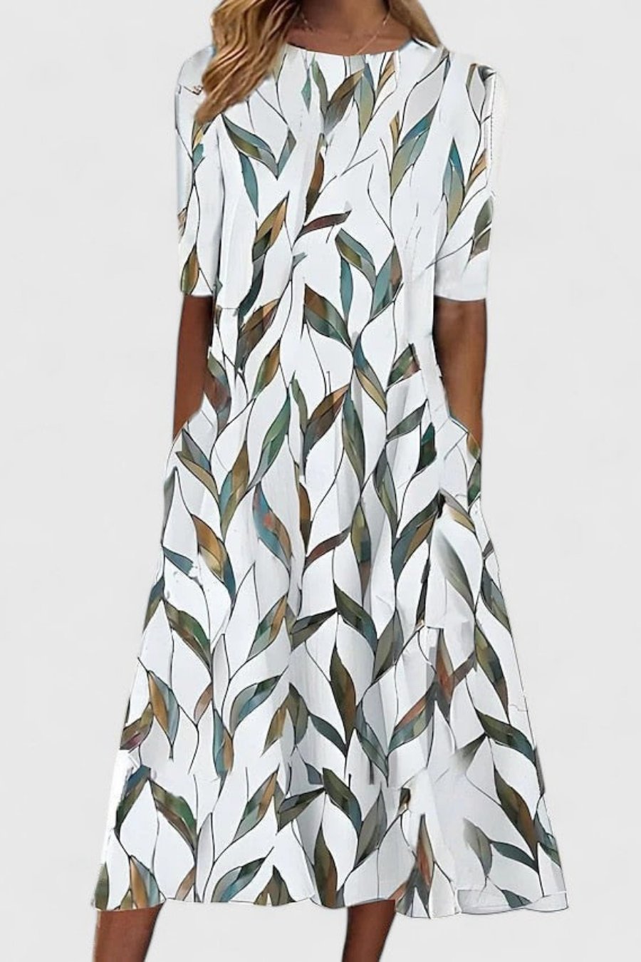Women's Printed Cotton Midi Dress