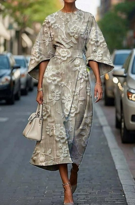 Women's Embroidered Formal Midi Dress