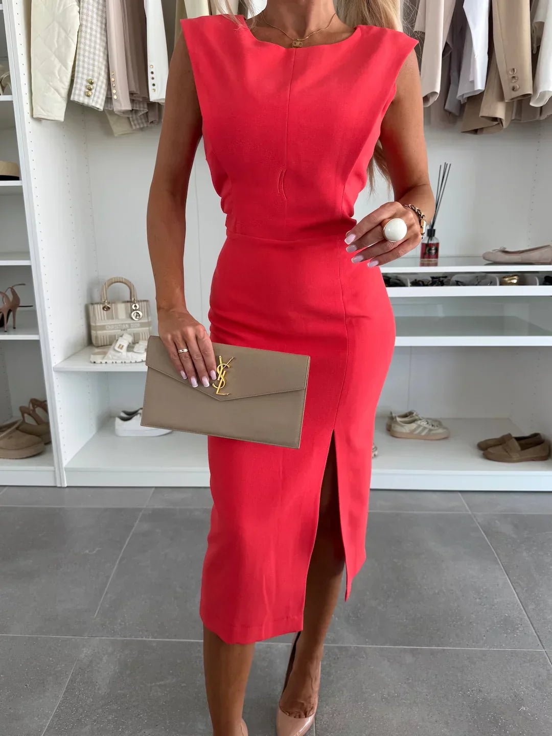 Women’s Sleek Slit Midi Dress