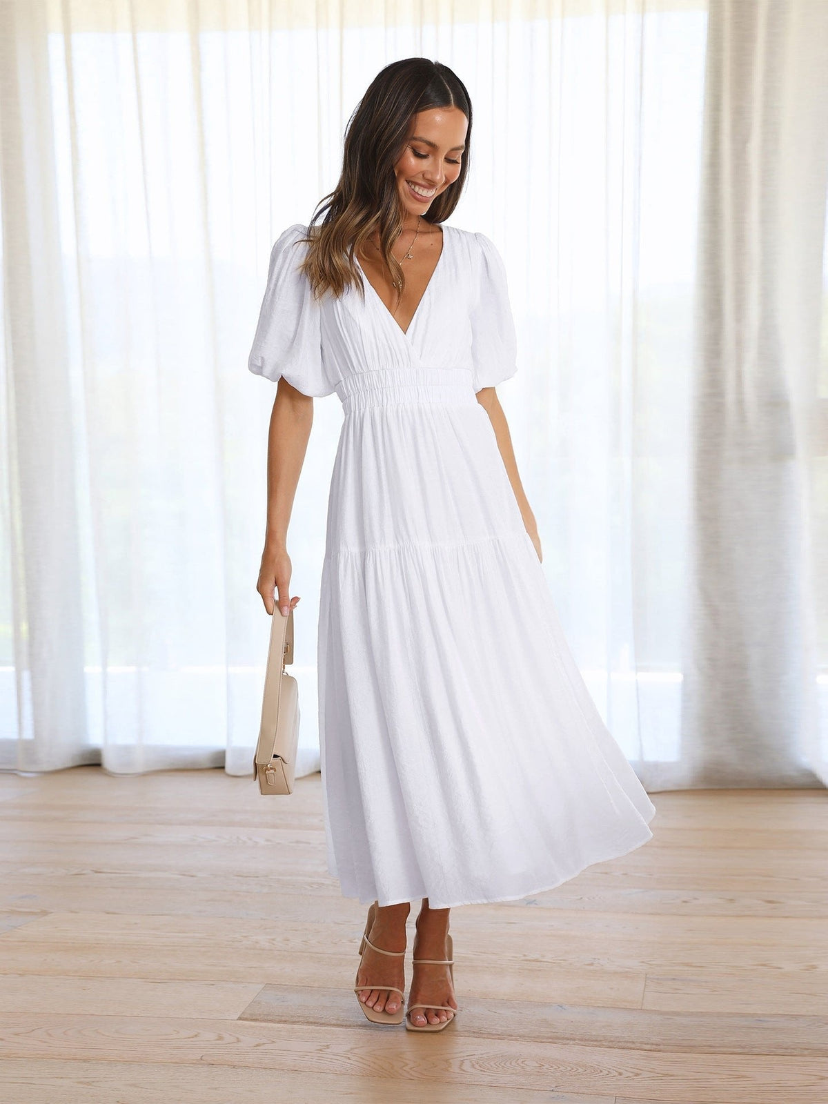 Women’s Smocked Waist Midi Dress