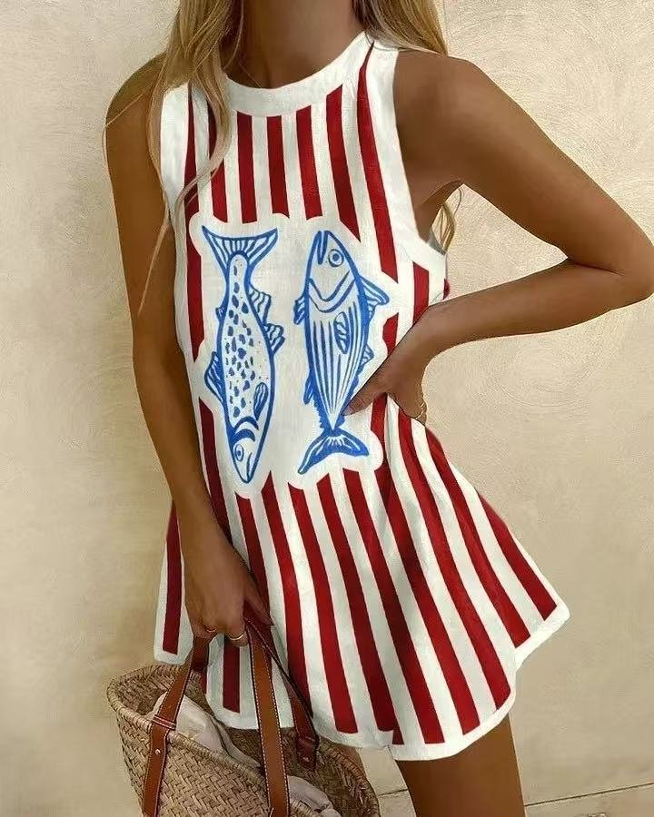 Women's Nautical Striped Mini Dress