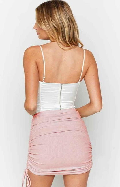 Women's Ruched Bow Mini Skirt