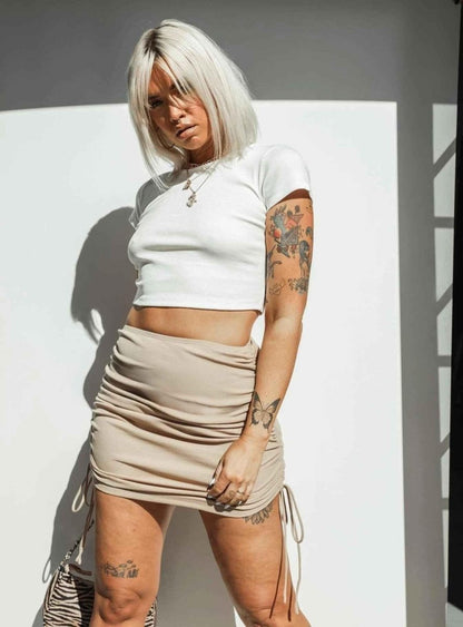 Women's Ruched Bow Mini Skirt
