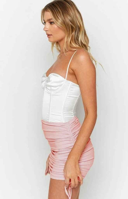 Women's Ruched Bow Mini Skirt