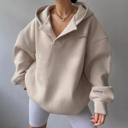 Women's Embroidered Oversized Hooded Jumper