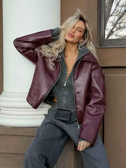 Women's Oversized Faux Leather Jacket