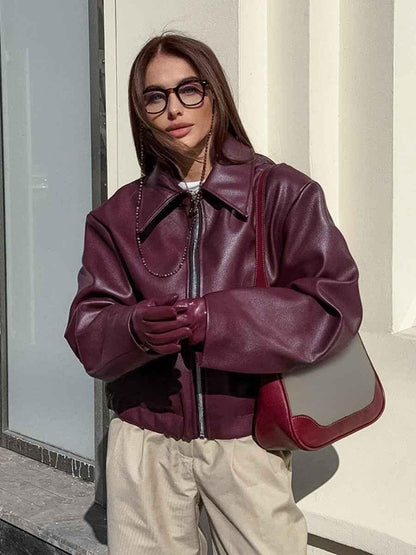 Women's Oversized Faux Leather Jacket