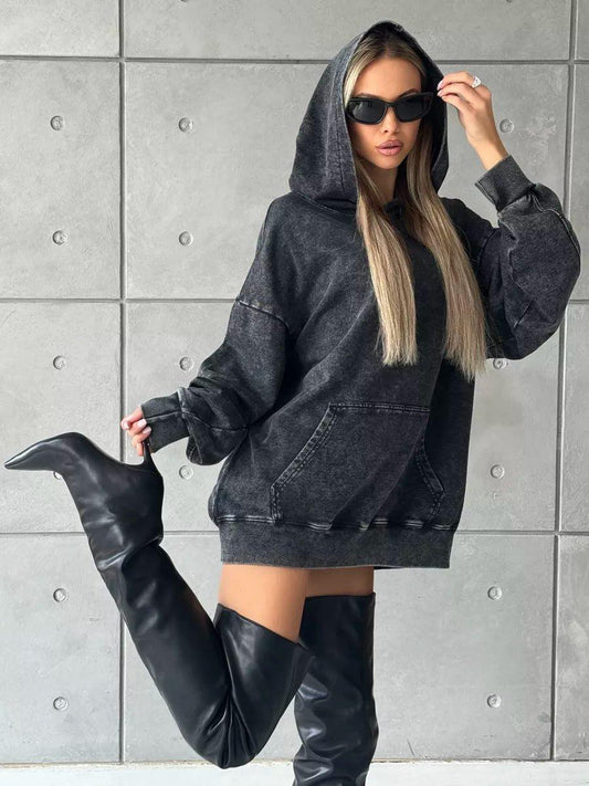 Women's Oversized Washed Effect Hoodie