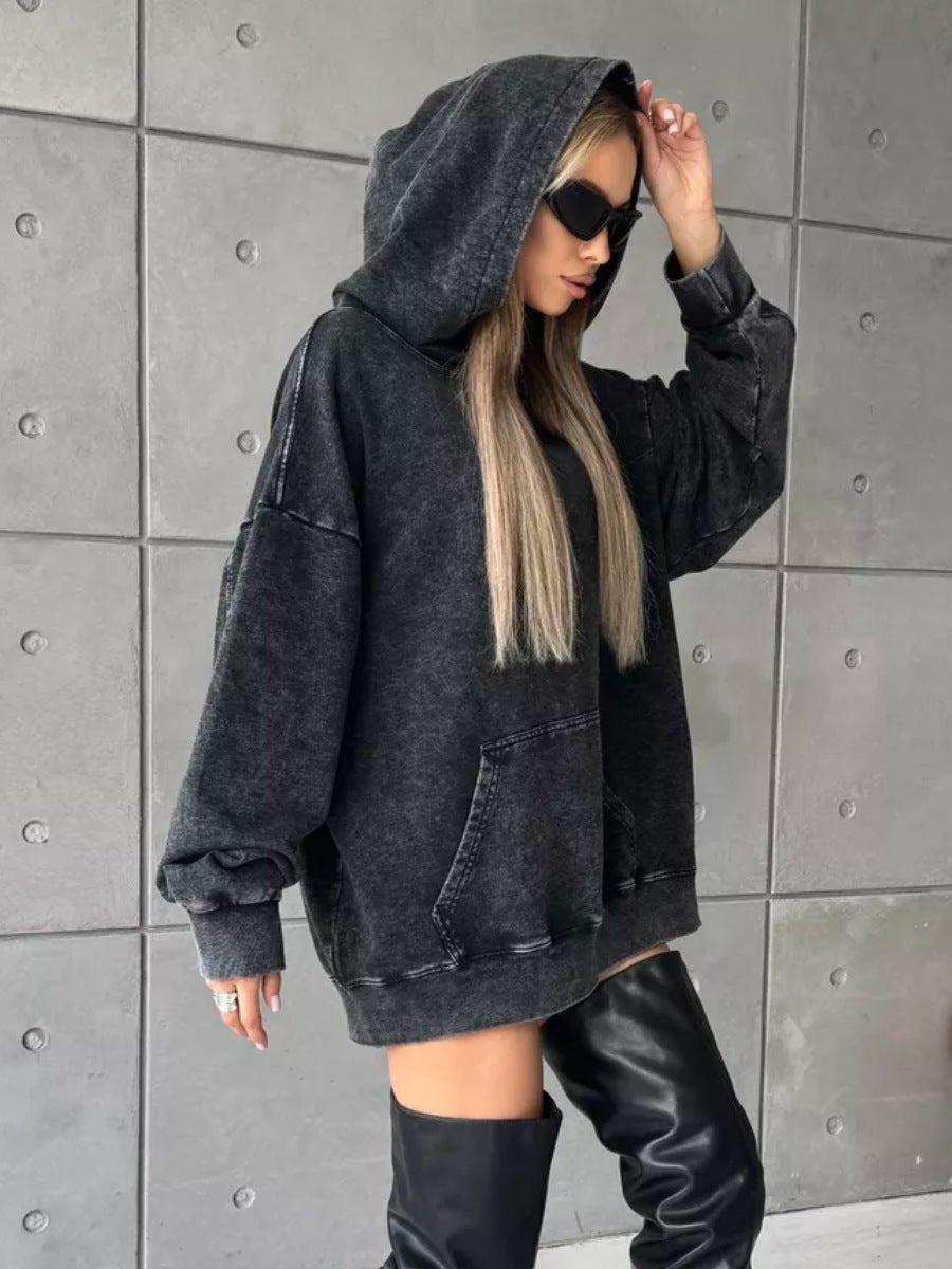 Women's Oversized Washed Effect Hoodie