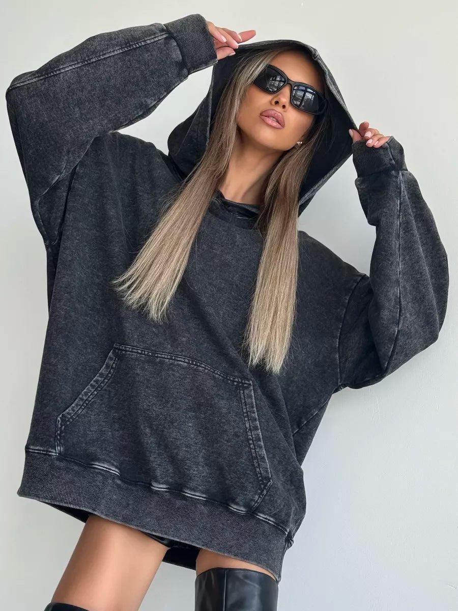 Women's Oversized Washed Effect Hoodie