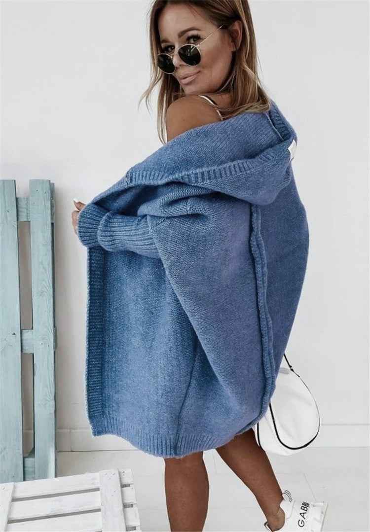 Women's Oversized Hooded Knit Cardigan