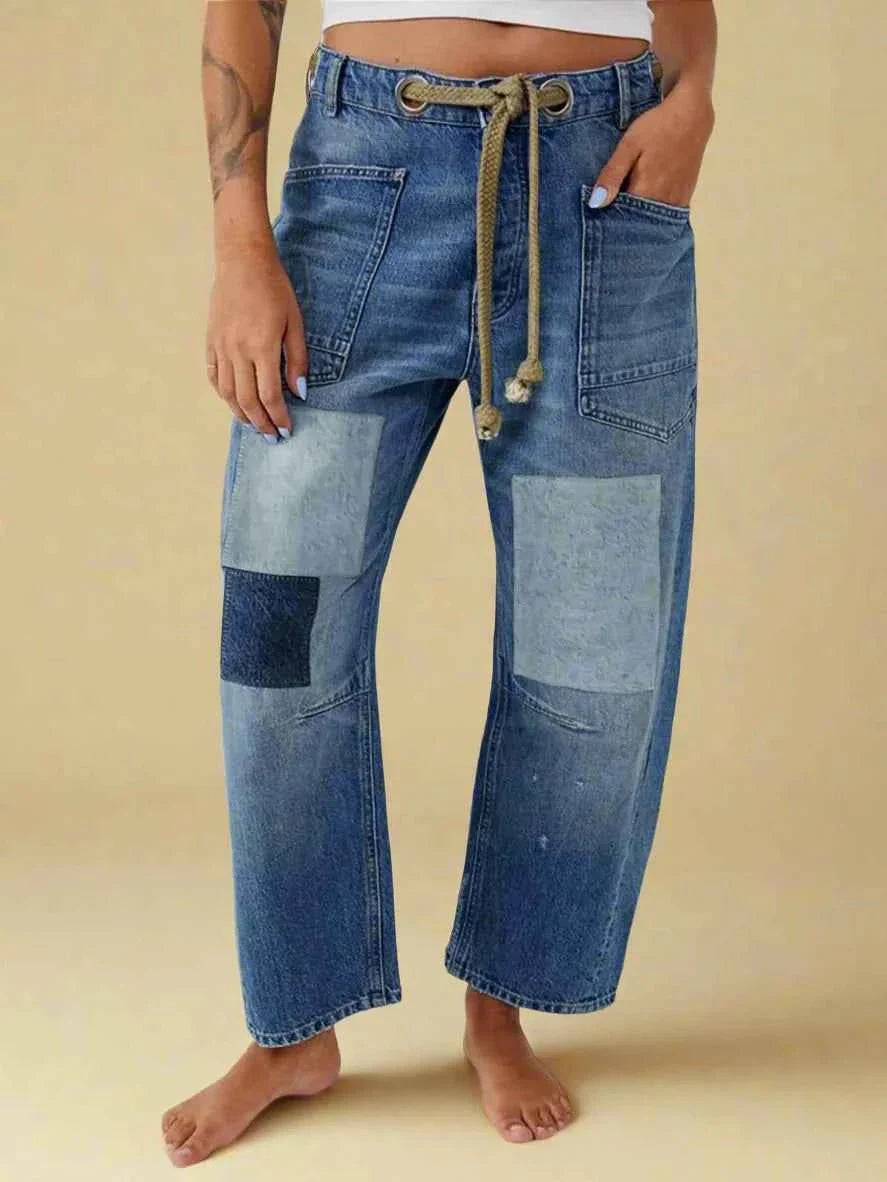 Women's Patchwork Belted Cargo Trousers