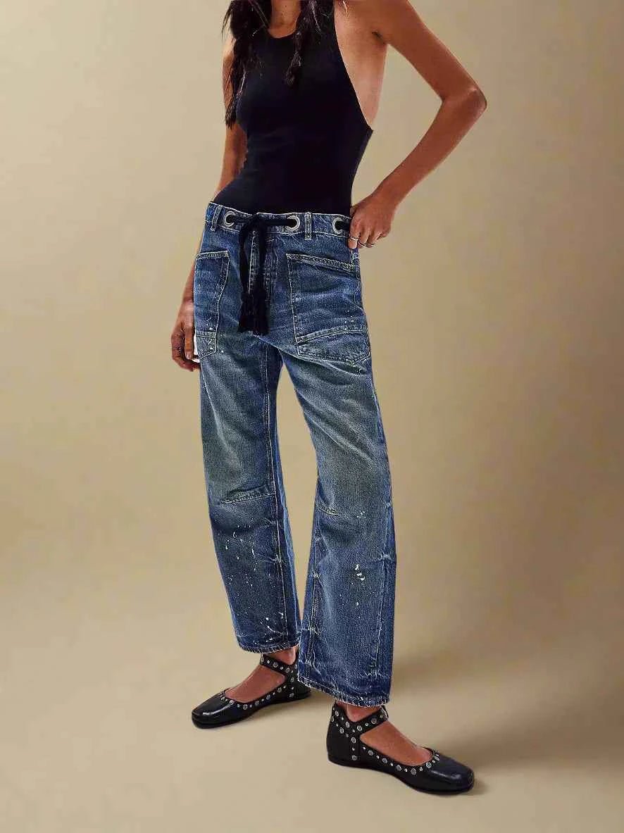 Women's Patchwork Belted Cargo Trousers