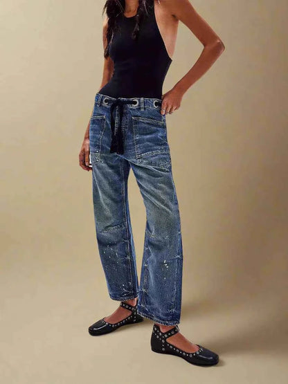 Women's Patchwork Belted Cargo Trousers