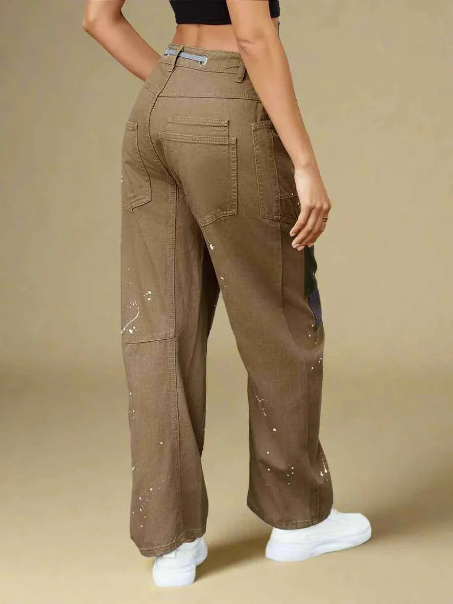 Women's Patchwork Belted Cargo Trousers