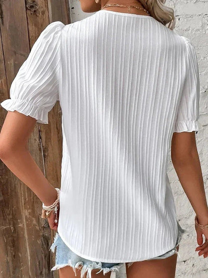 Women's Lace Trim V-Neck Blouse