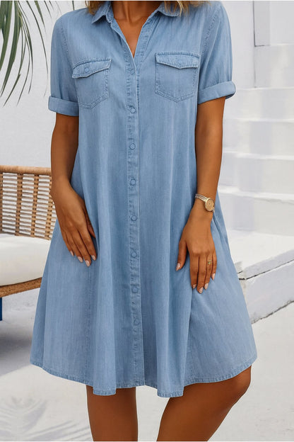 Women's Denim Shirt Midi Dress