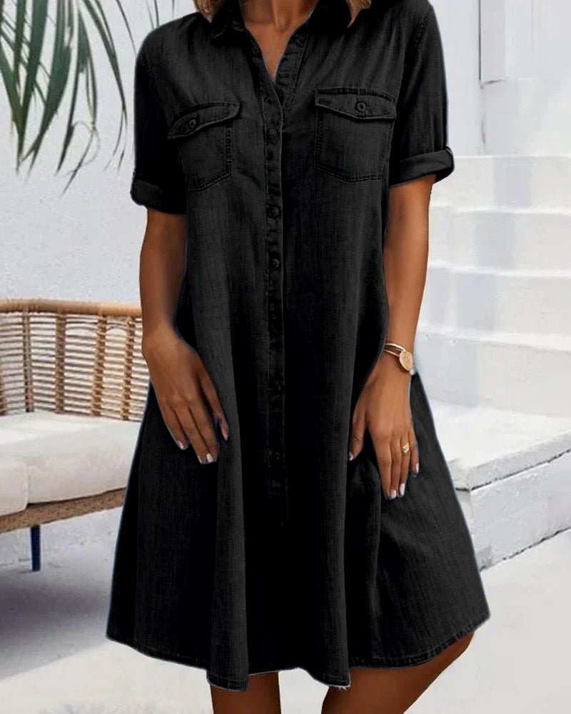 Women's Denim Shirt Midi Dress