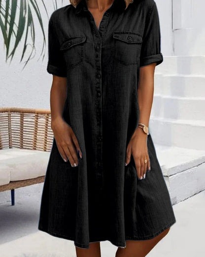 Women's Denim Shirt Midi Dress
