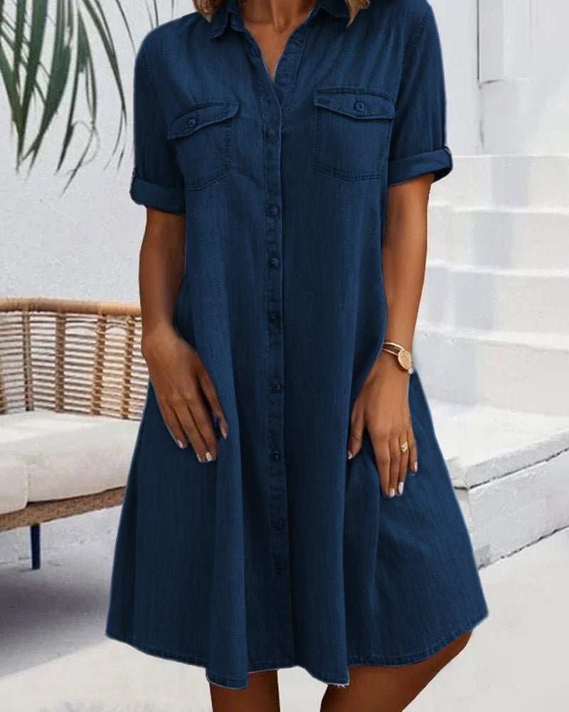 Women's Denim Shirt Midi Dress