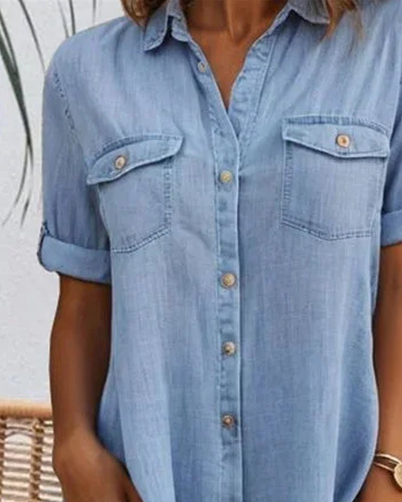 Women's Denim Shirt Midi Dress