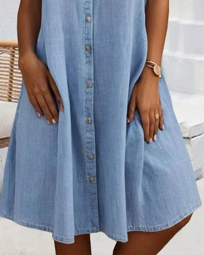 Women's Denim Shirt Midi Dress