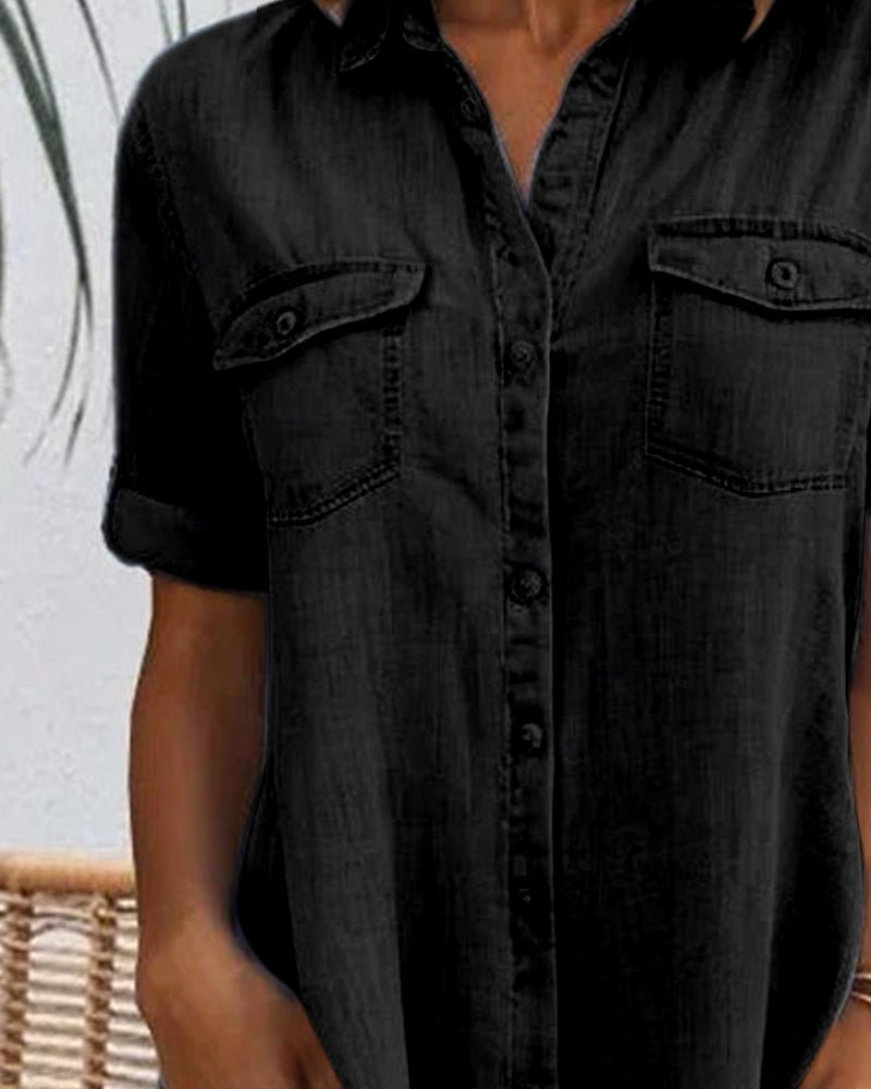 Women's Denim Shirt Midi Dress