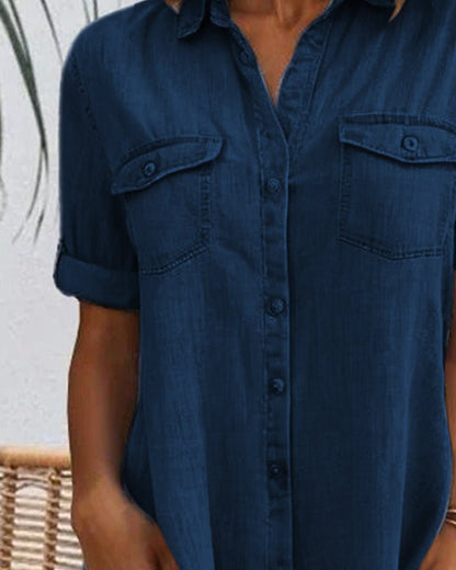Women's Denim Shirt Midi Dress