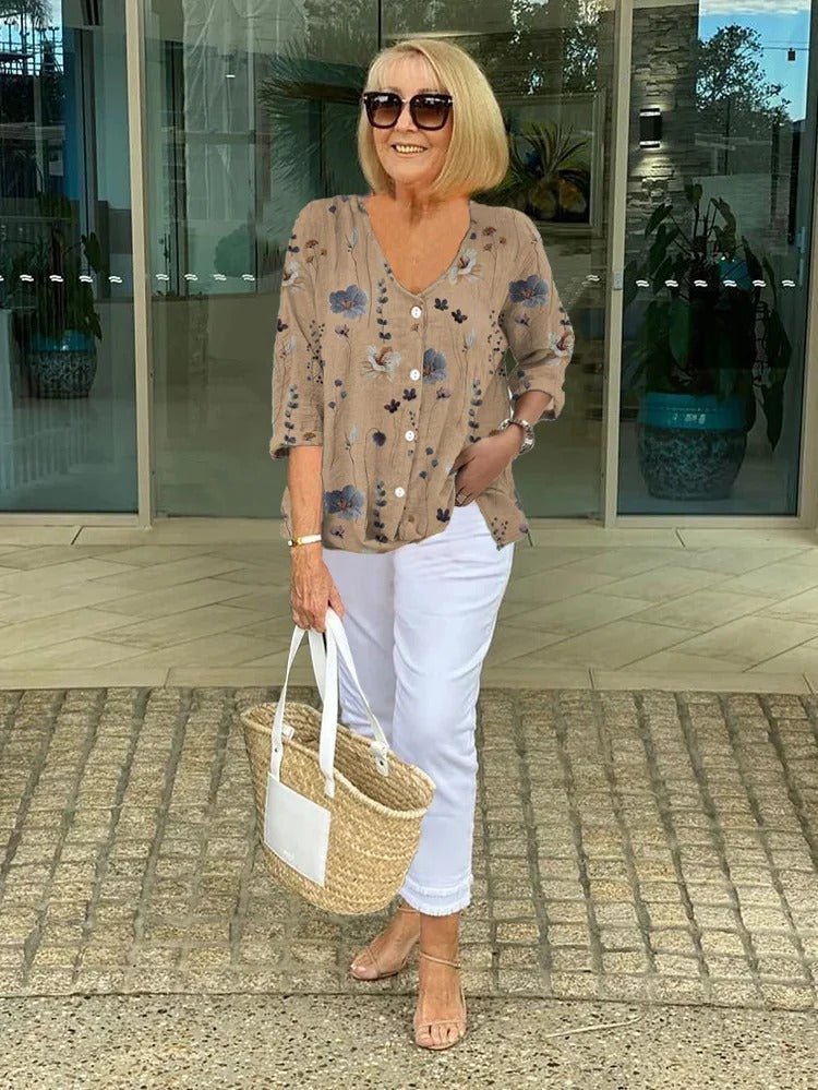 Women's Floral V-Neck Blouse