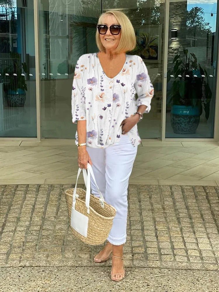 Women's Floral V-Neck Blouse
