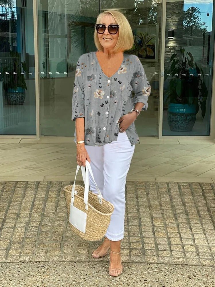 Women's Floral V-Neck Blouse