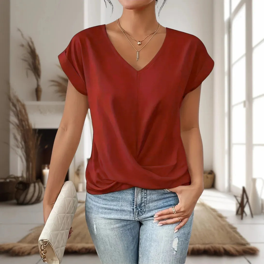 Women’s Elegant V-Neck Twist Blouse