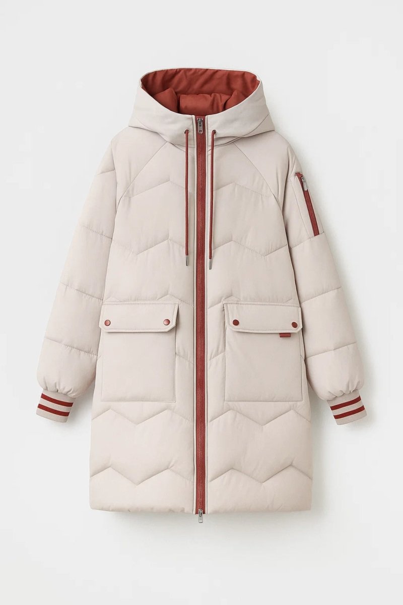 Women's Long Beige Puffer Jacket
