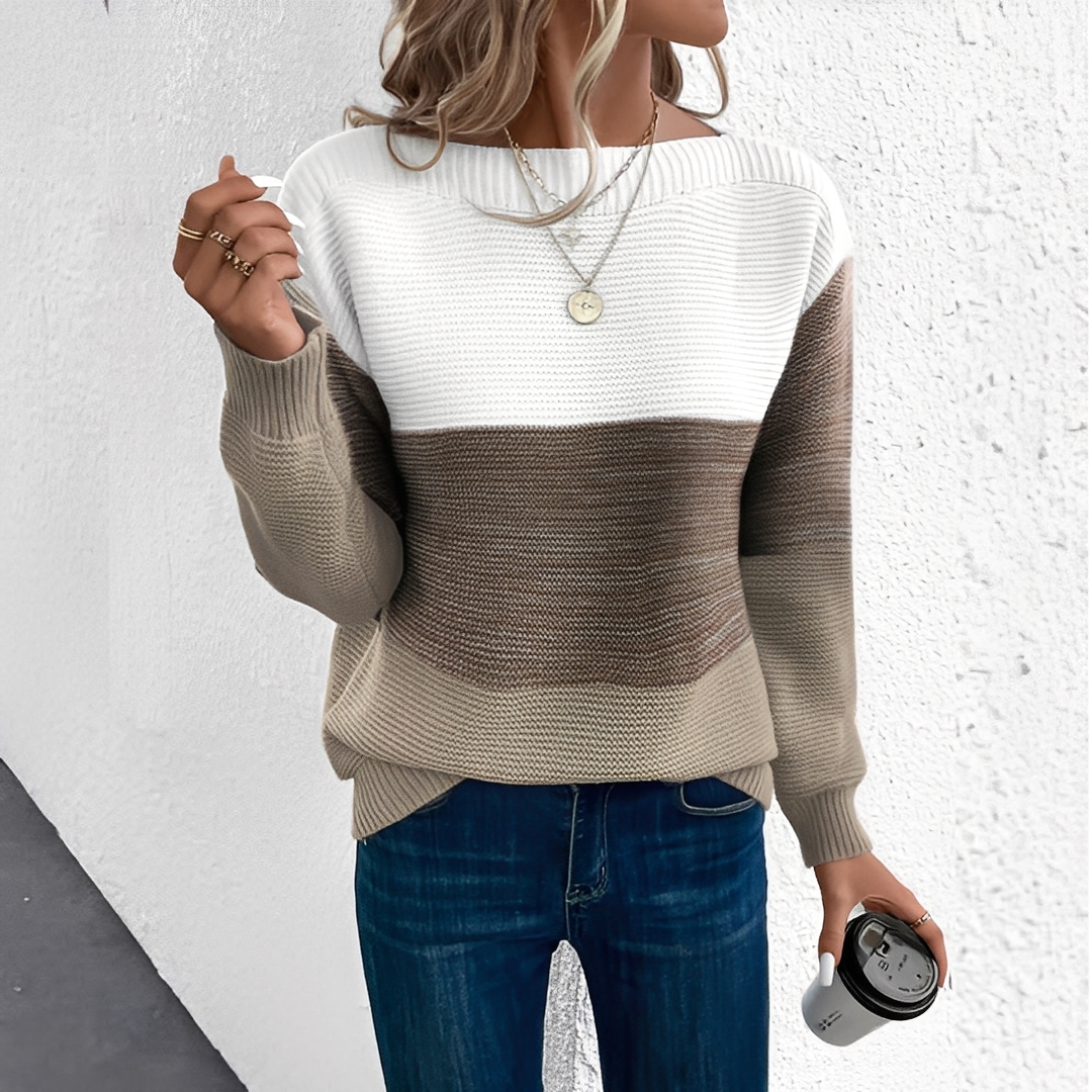 Women's Colourblock Knit Casual Jumper