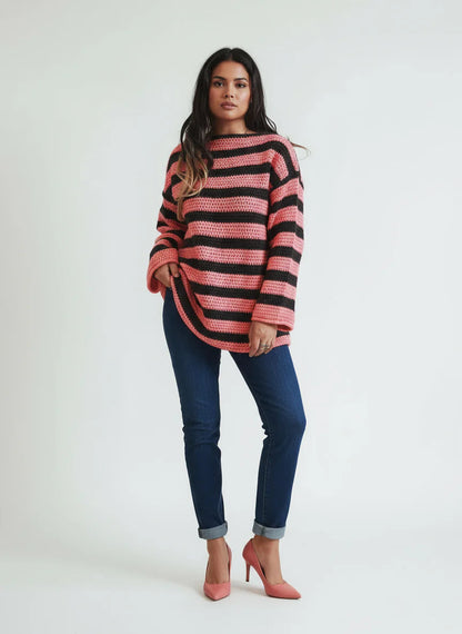 Women's Oversized Striped Casual Jumper