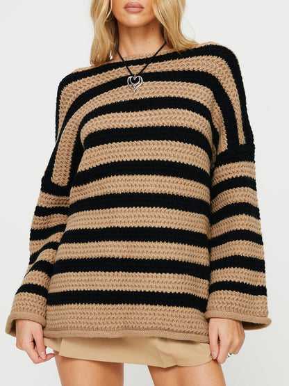 Women's Oversized Striped Casual Jumper