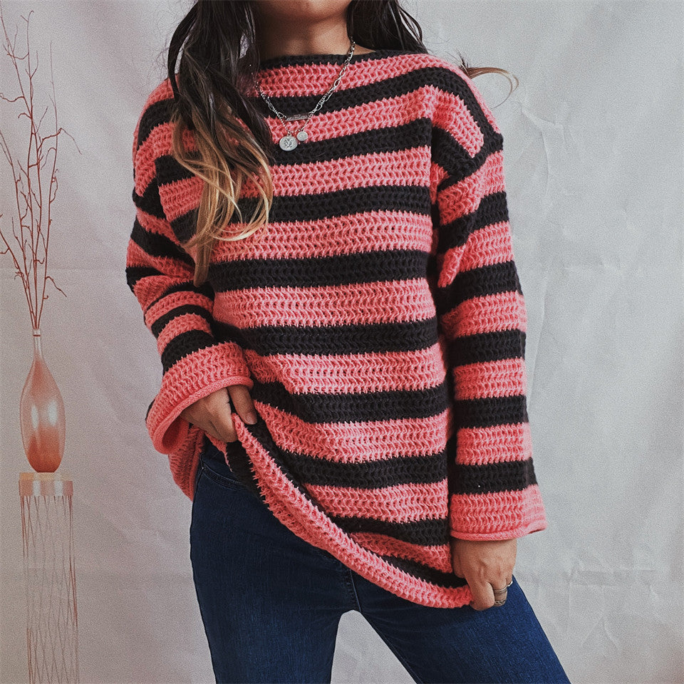 Women's Oversized Striped Casual Jumper