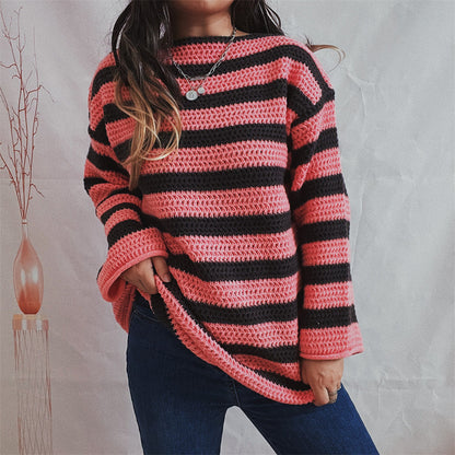 Women's Oversized Striped Casual Jumper