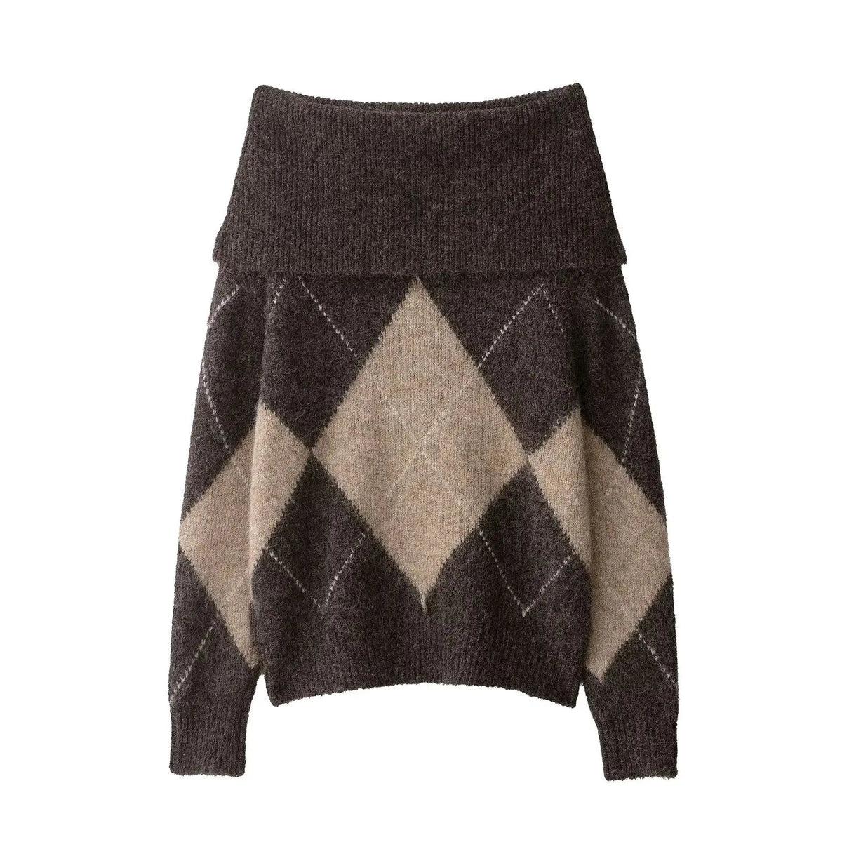 Women's Argyle Off Shoulder Jumper