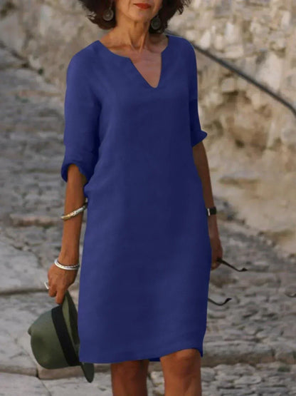 Women's Notch Neck Midi Dress