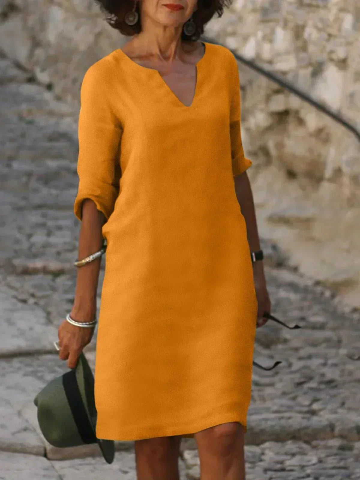 Women's Notch Neck Midi Dress