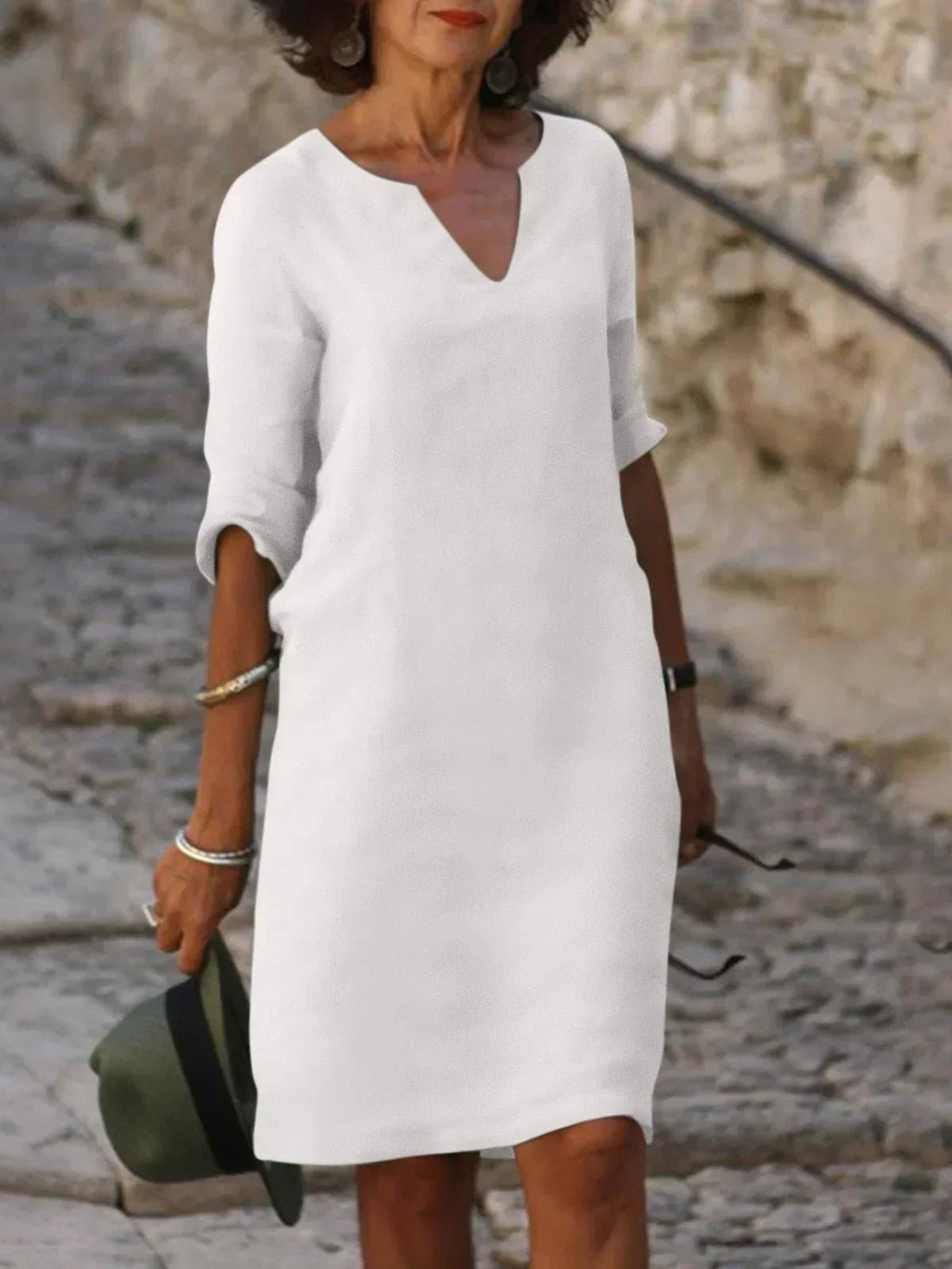 Women's Notch Neck Midi Dress