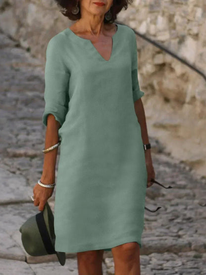 Women's Notch Neck Midi Dress
