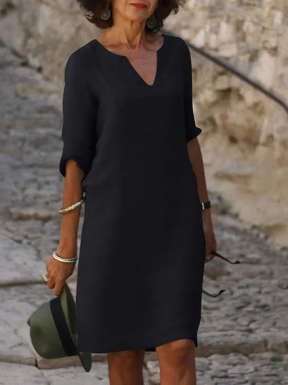 Women's Notch Neck Midi Dress