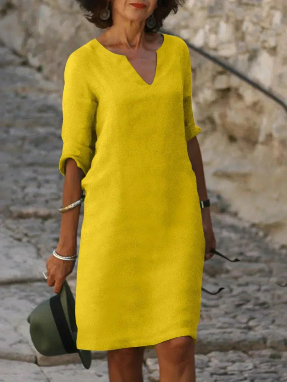 Women's Notch Neck Midi Dress
